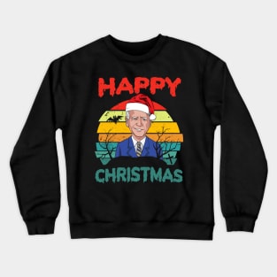 Retro Joe Biden Funny Halloween Happy Christmas Santa Hat Crewneck Sweatshirt